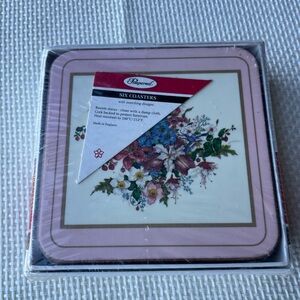 Pimpernel Coasters Vintage Flowers And Birds Set Of 6 New Original box